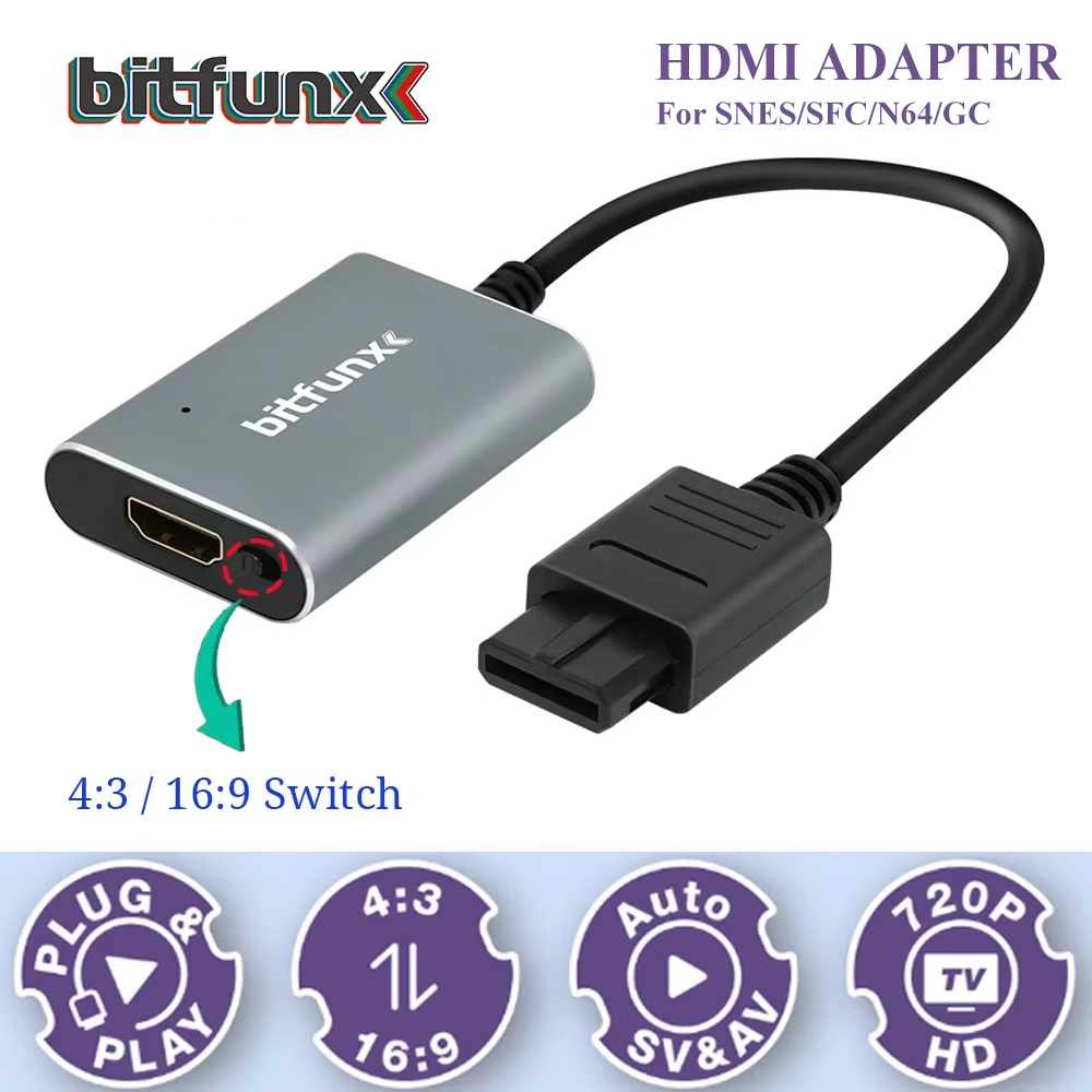 Retro Gaming Gif - Adaptador Bitfunx 720P Svideo / AV
